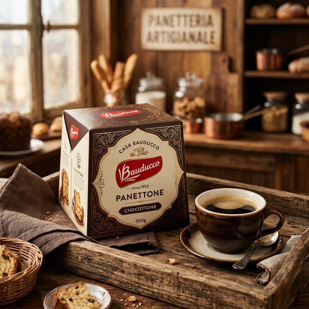 Panettone e café da Casa Bauducco — tradição italiana premium